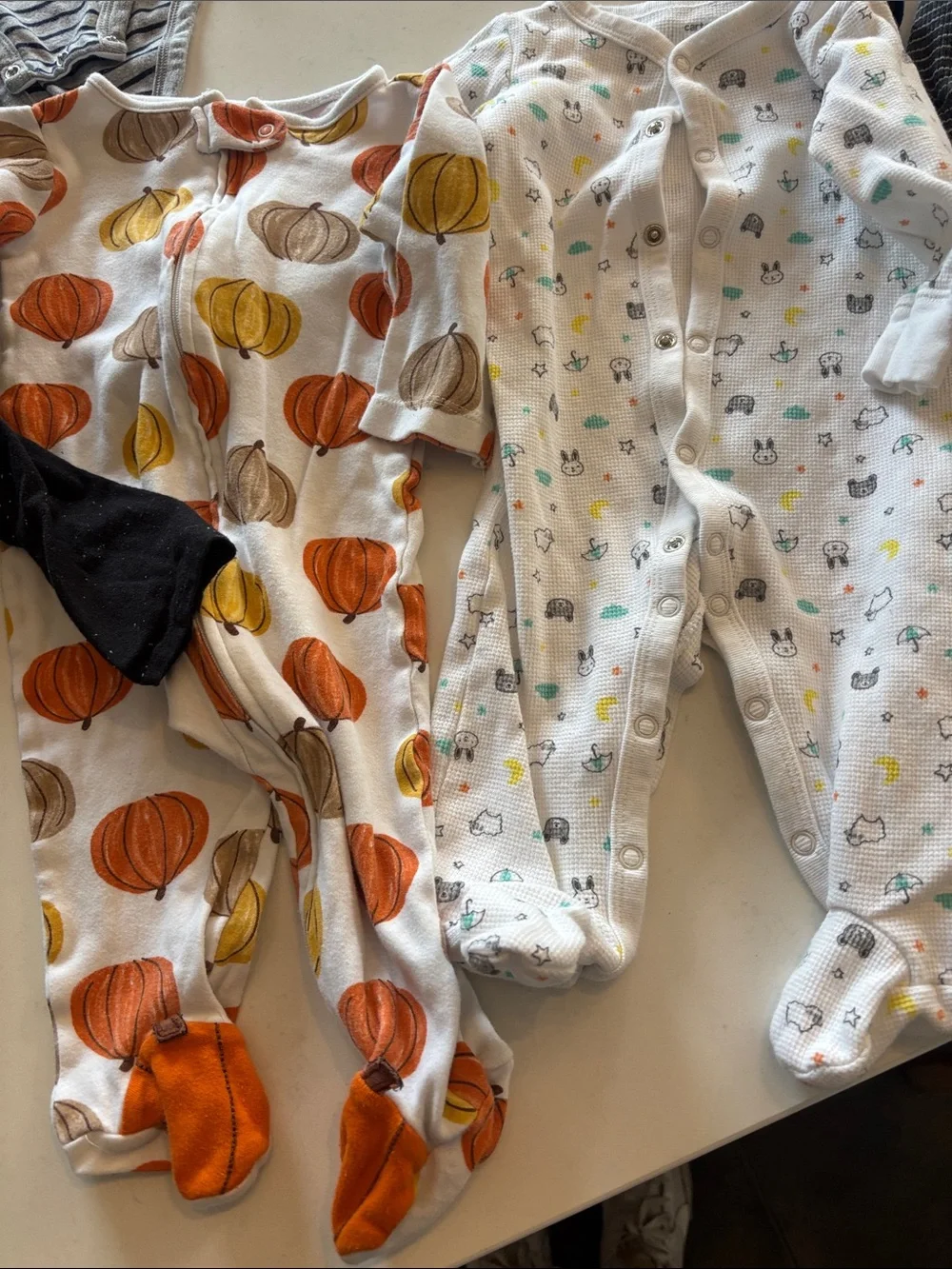 Lot of Baby Onesies , sleepers, and pants Mixed Colors & Patterns 9 months